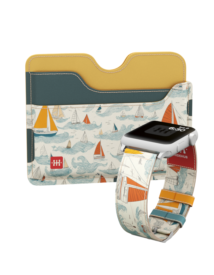 Set: Kožna narukvica za Apple sat i novčanik – Jedrenjak