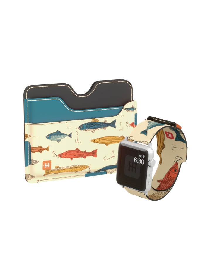 Set HideHub kožne narukvice za sat i novčanika u istom dezenu